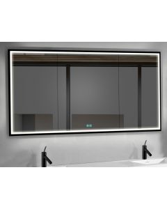 Madeli MC-IL3636L-RM-04-L24-MB Illusion 36" Width Reccessed Mounted Lighted Mirror Cabinet with 24" Left and 12" Right Hand Hinged in Matte Black