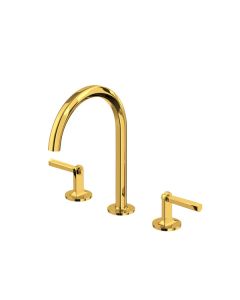 Rohl MD08D3LMULB Modelle™ 1.2 GPM Deck Mounted Widespread Bathroom Faucet with C-Spout in Unlacquered Brass