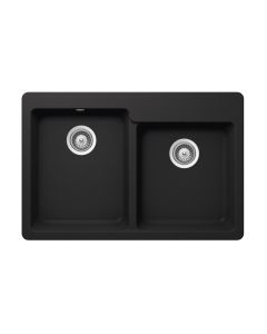 Houzer MADISON N-175 ONYX Madison Series 33" W Drop In 60/40 Topmount Granite Double Basin Kitchen Sink in Onyx