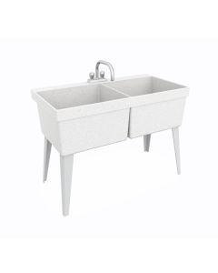 Swan MF20000FM.001 MF-2F Veritek 24" D X 46" W X 34" H Floor Mount Double Bowl Laundry Tub in White