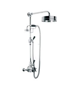 Lefroy Brooks MK-8704-CP EXPOSED MACKINTOSH THERMOSTATIC VALVE WITH RISER KIT, HANDSET, LEVER DIVERTER, 8” ROSE AND ADJUSTABLE RISER PIPE BRACKET in  Polished Chrome