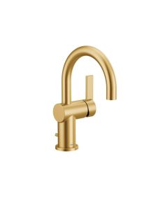 Moen 6221BG Cia 1.2 GPM One-Handle High Arc Bathroom Faucet with Lift Rod Drain Assembly in Brushed Gold