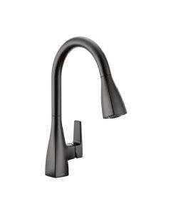 Moen 76162BL Slate 1.5 GPM Deck Mounted Single Hole High Arc Pull Down Kitchen Faucet with Lever Handle in Matte Black