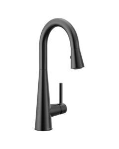 Moen 7664BL Sleek™ 1.5 GPM Deck Mounted Single Handle Dual Function High Arc Pull Down Prep/Bar Faucet in Matte Black