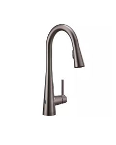 Moen 7864EWBLS Sleek™ MotionSense Wave™ 1.5 GPM Deck Mounted Single Handle High Arc Pulldown Touchless Kitchen Faucet in Black Stainless