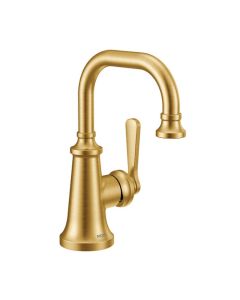 Moen S44101BG Colinet 1.2 GPM One-Handle High Arc Bathroom Sink Faucet with Pop-Up Drain Assembly in Brushed Gold