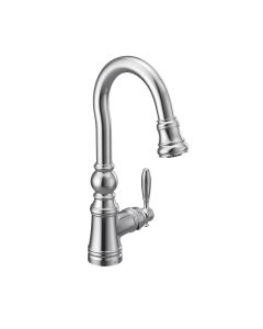 Moen S53004 Weymouth™ 1.5 GPM Deck Mounted Single Handle High Arc Pull Down Bar Faucet in Chrome