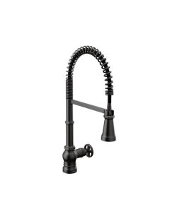 Moen S72103BL Paterson One Handle Pre-Rinse Spring Pull Down Kitchen Faucet in Matte Black