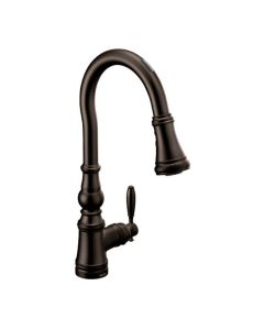 Moen S73004EV2ORB Weymouth™ 1.5 GPM Deck Mounted Single Handle High Arc Pull Down Four Function Kitchen Faucet in Oil Rubbed Bronze