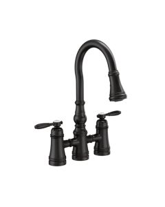 Moen S73204BL Weymouth Two-Handle High Arc Pull-Down Kitchen Faucet in Matte Black