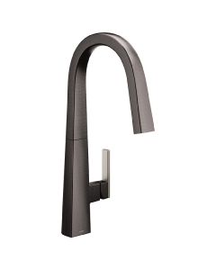 Moen S75005BLS Nio™ 1.5 GPM Deck Mounted Single Handle High Arc Pull Down Kitchen Faucet in Black Stainless Steel