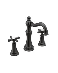 Moen TS42114BL Weymouth™1.2 GPM Two-Handle Widespread Bathroom Faucet Trim Only in Matte Black (Rough In Sold Separately)