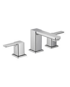 Moen TS6721 90 Degree 1.2 GPM Widespread Two-Handle Low Arc Bathroom Faucet with Pop-Up Drain Assembly and Duralock in Polished Chrome