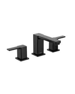 Moen TS6721BL 90 Degree 1.2 GPM Widespread Two-Handle Low Arc Bathroom Faucet with Pop-Up Drain Assembly and Duralock in Matte Black