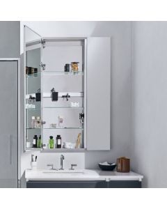 Robern MR3030D4FPE4L M Series Reserve 30" W X 30" H X 4" D Rectangular Frameless Double Door Medicine Cabinet in Polished Edge with Left Side Slow-Close Hinges, Electric+ Upgrade