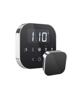 Mr. Steam AIRTBK-PC AirTempo Steam Shower Control and Aroma Glass SteamHead in Black Polished Chrome