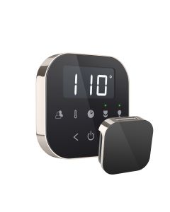 Mr. Steam AIRTBK-PN AirTempo Steam Shower Control and Aroma Glass SteamHead in Black Polished Nickel
