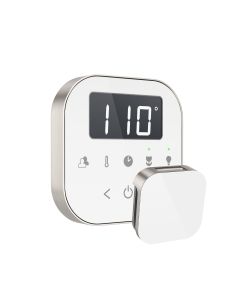 Mr. Steam AIRTWH-BN AirTempo Steam Shower Control and Aroma Glass SteamHead in White Brushed Nickel