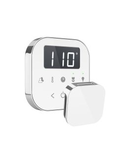 Mr. Steam AIRTWH-PC AirTempo Steam Shower Control and Aroma Glass SteamHead in White Polished Chrome