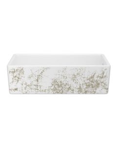 Rohl MS3618WHMTGO Shaker 36" W X 18" L X 10.75" H Single Bowl Apron Front Fireclay Kitchen Sink with Metallic Design - Gold in White