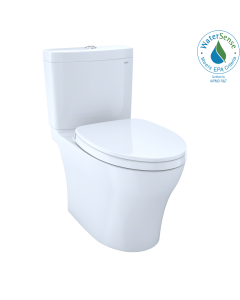 Toto MS446124CEMGN#01 Aquia IV WASHLET+ Two-Piece Elongated Dual Flush 1.28 and 0.9 GPF Toilet with CEFIONTECT in Cotton White