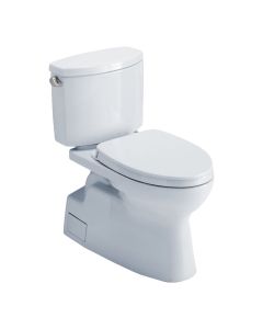 Toto MS474124CEFG#01 Vespin® II Two-Piece Elongated 1.28 GPF Universal Height Toilet with CEFIONTECT and SS124 SoftClose Seat, WASHLET+ Ready, Cotton White
