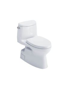 Toto MS614124CEFG#11 Carlyle® II One-Piece Elongated 1.28 GPF Universal Height Toilet with CEFIONTECT and SS124 SoftClose Seat, WASHLET+ Ready in Colonial White