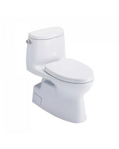 Toto MS614124CEFG#01 Carlyle® II One-Piece Elongated 1.28 GPF Universal Height Toilet with CEFIONTECT and SS124 SoftClose Seat, WASHLET+ Ready in Cotton White