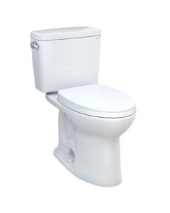 Toto MS776124CEFG#01 Drake® Two-Piece Elongated 1.28 GPF Universal Height TORNADO FLUSH® Toilet with CEFIONTECT® and SoftClose® Seat, WASHLET®+ Ready in Cotton White