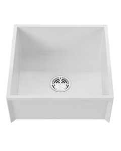 Fiat MSBID2424100 24" L X 24" W X 10" D Molded Stone Mop Basin in White