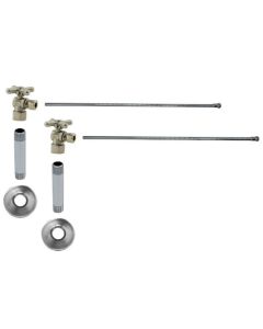 Mountain Plumbing MT6254X-NL/SB Lavatory Supply Kit - Brass Cross Handle with 1/4 Turn Ball Valve (MT616-NL) - Angle, No Trap in Satin Brass