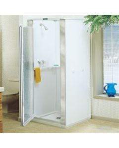 Mustee 82 Shower Stall 32" x 32" in White with Shower Curtain
