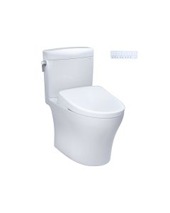 Toto MW4364736CEMFGNA#01 Aquia IV Cube® Elongated Washlet®+ S7A 0.9/1.28 GPF Dual Flush Two-Piece Toilet with EWATER+ Contemporary Auto Flush Bidet Seat in Cotton White