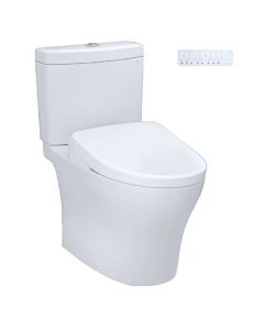 Toto MW4464726CEMGN#01 Aquia® IV Elongated Washlet®+ S7 0.9/1.28 GPF Dual Flush Two-Piece Toilet with EWATER+ Contemporary Bidet Seat in Cotton White
