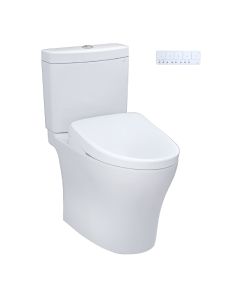 Toto MW4464726CEMGNA#01 Aquia® IV Elongated WASHLET®+ S7 1.28/ 0.9 GPF Dual Flush Two-Piece Toilet with EWATER+ Contemporary Auto Flush Bidet Seat in Cotton White