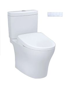 Toto MW4464736CEMFGN#01 Aquia® IV Elongated Washlet+ S7A 0.9/1.28 GPF Dual Flush Two-Piece Toilet with Ewater+ Wand Cleaning in Cotton White