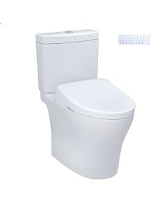 Toto MW4464736CEMFGNA#01 Aquia® IV Elongated WASHLET®+ S7A 1.28/0.9 GPF Floor Mounted Dual Flush Two-Piece Toilet with EWATER+ Contemporary Auto Flush Bidet Seat in Cotton White