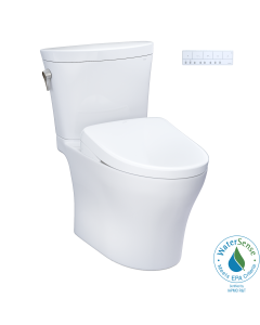Toto MW4484726CEMFGNA#01 Aquia IV Arc® Elongated WASHLET®+ S7 0.9/1.28 GPF Dual Flush Two-Piece Toilet with EWATER+ Contemporary Auto Flush Bidet Seat in Cotton White