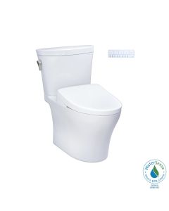 Toto MW4484736CEMFGNA#01 Aquia IV Arc® Elongted Washlet®+ S7A 0.9/1.28 GPF Dual Flush Two-Piece Toilet with EWATER+ Contemporary Auto Flush Bidet Seat in Cotton White