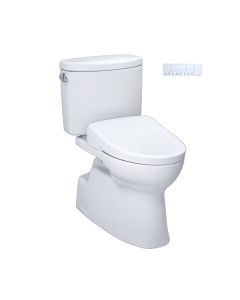 Toto MW4744726CEFGA#01 Elongated Vespin® II Washlet®+ S7 1.28 GPF Two-Piece Toilet with EWATER+ Contemporary Auto Flush Bidet Seat in Cotton White