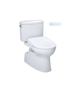 Toto MW4744736CEFG#01 WASHLET®+ Vespin® II 1.28 GPF Two-Piece Elongated Toilet and WASHLET®+ S7A Contemporary Bidet Seat in Cotton White