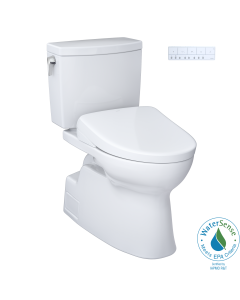 Toto MW4744736CUFG#01 WASHLET®+ Vespin® II 1G® 1.0 GPF Two-Piece Elongated Toilet and WASHLET®+ S7A Contemporary Bidet Seat in Cotton White