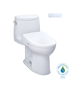 Toto MW6044736CEFGA#01 UltraMax® II  WASHLET®+ 1.28 GPF One-Piece Elongated Toilet with Auto Flush WASHLET®+ S7A Contemporary Bidet Seat in Cotton White