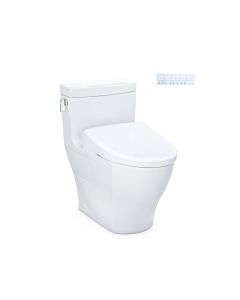Toto MW6244726CEFG#01 Legato® Elongated Washlet®+ S7 1.28 GPF One-Piece Toilet with EWATER+ Contemporary Bidet Seat in Cotton White
