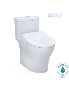 Toto MW6464736CEMFGN#01 Aquia IV® Elongated Washlet®+ S7A 0.9/1.28 GPF Dual Flush One-Piece Toilet with EWATER+ Contemporary Electronic Bidet Seat in Cotton White