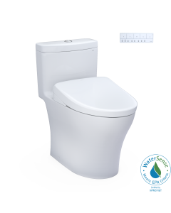 Toto MW6464736CEMFGNA#01 Aquia IV® Elongated Washlet®+ S7A 0.9/1.28 GPF Dual Flush One-Piece Toilet with EWATER+ Contemporary Auto Flush Bidet Seat in Cotton White