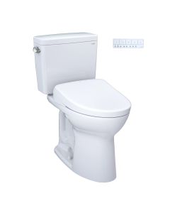 Toto MW7764726CEFGA#01 Drake® Elongated Washlet®+ S7 1.28 GPF Two-Piece Toilet with EWATER+ Contemporary Auto Flush Bidet Seat in Cotton White