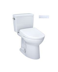 Toto MW7764736CEFG.10#01 Drake® Elongated Washlet®+ S7A 1.28 GPF 10" Rough-In Two-Piece Toilet with EWATER+ Contemporary Bidet Seat in Cotton White