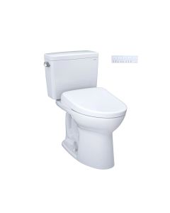 Toto MW7764736CEFGA#01 Drake® WASHLET®+ 1.28 GPF Two-Piece Elongated Universal Height Toilet and S7A Contemporary Bidet Seat with Auto Flush in Cotton White