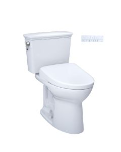 Toto MW7864736CEFG.10#01 Drake® Elongated Transitional Washlet®+ S7A 1.28 GPF 10" Rough-In Two-Piece Toilet with EWATER+ Contemporary Bidet Seat in Cotton White
